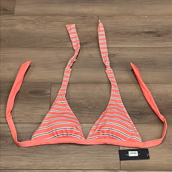 NWT Tommy Hilfiger Anywhere Halter Bikini Top Striped Orange/Navy/White - Picture 12 of 14